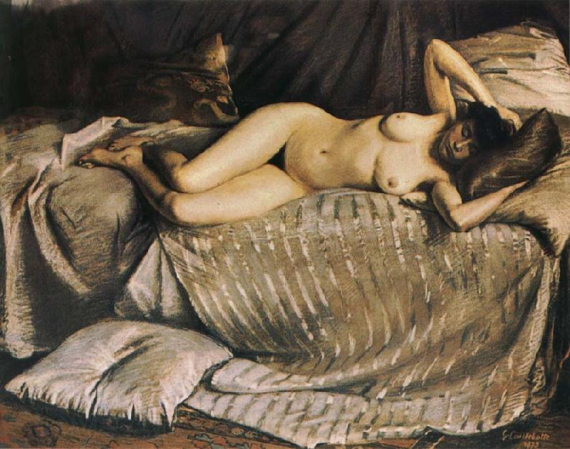 Gustave Caillebotte The fem on lie down on the sofa Spain oil painting art